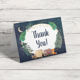Rustic Woodland Animals Night Himlar Baby Shower Tack Kort