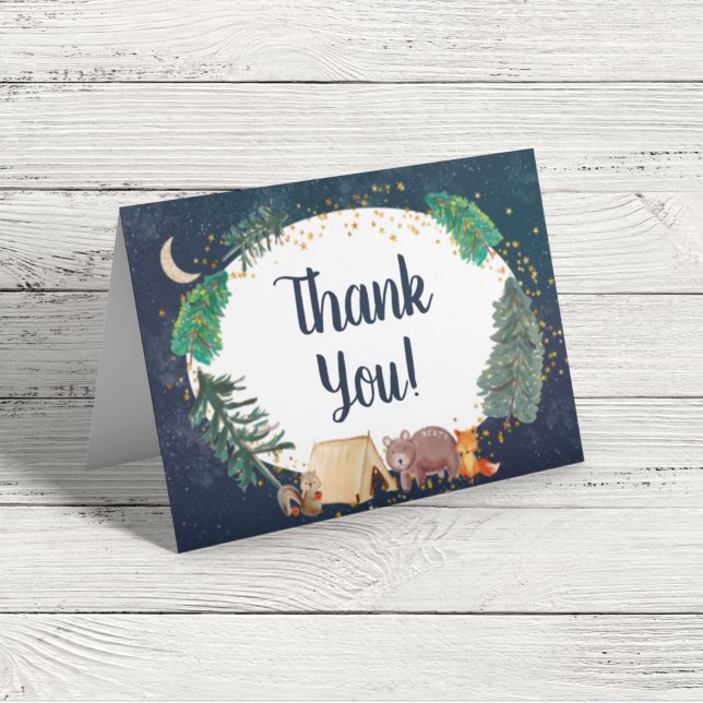 Rustic Woodland Animals Night Himlar Baby Shower Tack Kort (Skapare uppladdad)