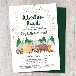 Rustic Woodland Animals Par Baby Shower Inbjudningar
