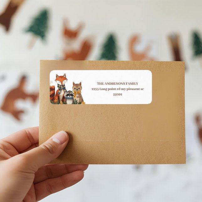 Rustic Woodland Animals Returadress Etikett (Skapare uppladdad)
