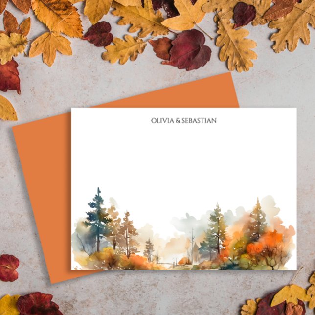 Rustic Woodland Autumn Forest Anteckningskort (Skapare uppladdad)