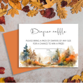Rustic Woodland Autumn Forest Diaper raffle biljet Tilläggskort