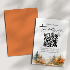 Rustic Woodland Autumn Forest QR-kod Bröllop OSA Kort