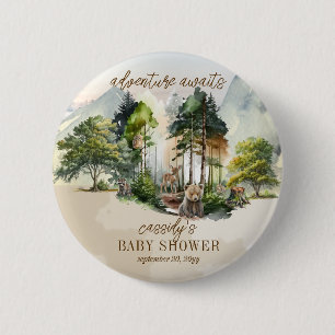 Rustic Woodland Äventyr Awaits Boy Shower Knapp
