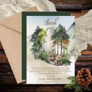 Rustic Woodland Äventyr Awaits Boy Shower Tack Kort
