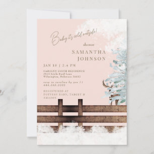 Rustic Woodland Baby, det är Kall utanför Inbjudningar