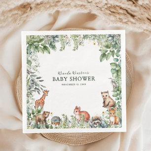 Rustic Woodland Baby Shower Pappra Napkins Pappersservett