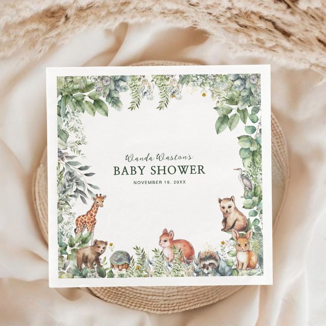 Rustic Woodland Baby Shower Pappra Napkins Pappersservett (Skapare uppladdad)