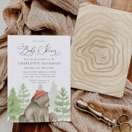 Rustic Woodland Bear Boy Shower Inbjudningar