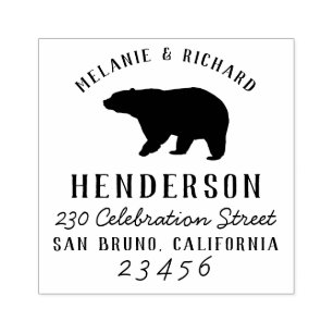 Rustic Woodland Bear Family Namn & Returadress Stämpel