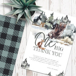 Rustic Woodland Bear & Mountains Birthday Tack Kort