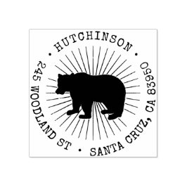 Rustic Woodland Bear Round Returadress Stämpel