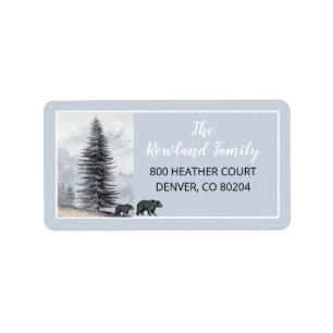 Rustic Woodland Bears Baby Shower Returadress Adressetikett
