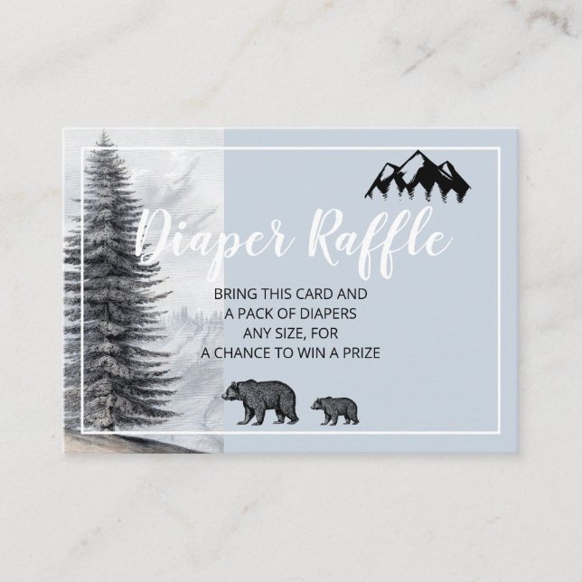 Rustic Woodland Bears Diaper Raffle Tilläggskort (Framsida)