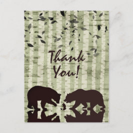 Rustic Woodland Bears och Birch Träd Tack Vykort