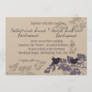 Rustic Woodland Birds Bröllop Inbjudningar