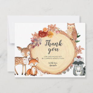  Rustic Woodland Blommigt Animals - tackkort Tack Kort