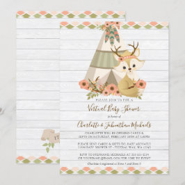Rustic Woodland Boho Virtuell Baby Shower Inbjudningar
