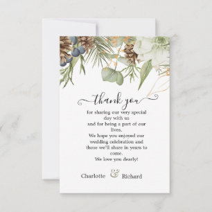 Rustic Woodland Botanical med Pinecones Bröllop Tack Kort