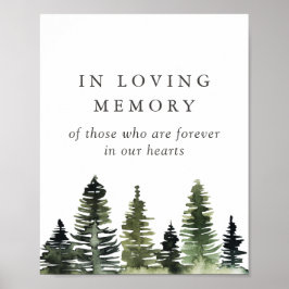 Rustic Woodland Bröllop in Loving Memory Sign Poster