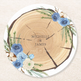 Rustic Woodland Bröllop Teme Underlägg Papper Rund