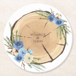 Rustic Woodland Bröllop Teme Underlägg Papper Rund