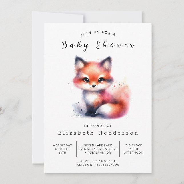 Rustic Woodland Charm Fox Baby Shower Inbjudningar (Framsida)