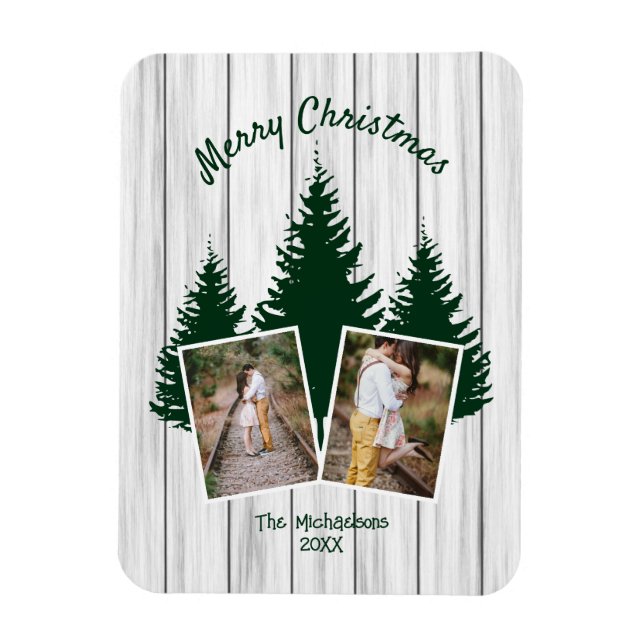 Rustic Woodland Christmas Photo Magnet (Vertikal)