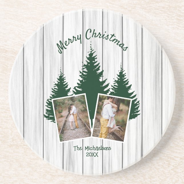 Rustic Woodland Christmas Photo Underlägg (Framsidan)