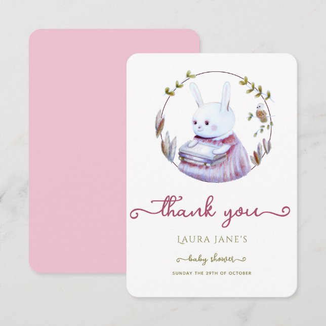 Rustic Woodland Cute Rabbit Baby Shower Tack (Fram/baksida)
