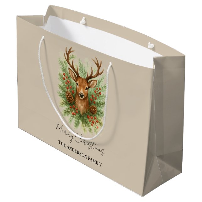 Rustic Woodland Deer Head with Winter Foliage -  (Baksidan Vinklad)