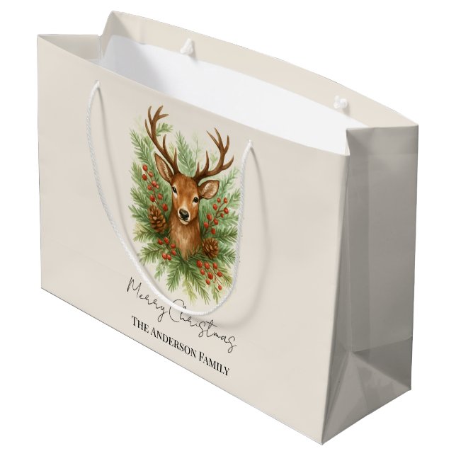 Rustic Woodland Deer Head with Winter Foliage -  (Baksidan Vinklad)