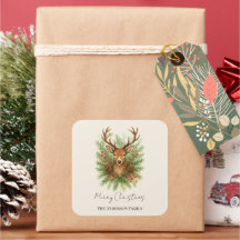 Rustic Woodland Deer Head with Winter Foliage -