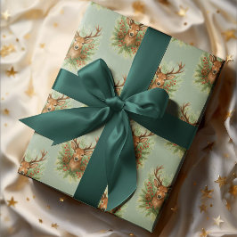 Rustic Woodland Deer Head with Winter Foliage - Presentpapper