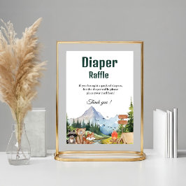 Rustic Woodland Diaper raffle babyduschskylt Poster