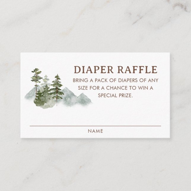 Rustic Woodland Diaper Raffle Biljett Tilläggskort (Framsida)
