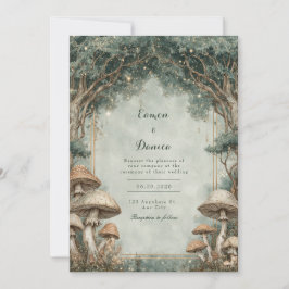 Rustic Woodland Fairytale Charm Bröllop Inbjudningar