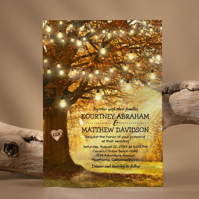 Rustic Woodland Fall Wedding Inbjudningar (Skapare uppladdad)
