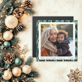 Rustic Woodland Family jul Photo Magnet