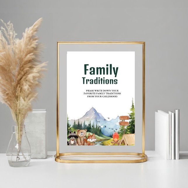 Rustic Woodland Family Traditions babyduschskylt Poster (Skapare uppladdad)