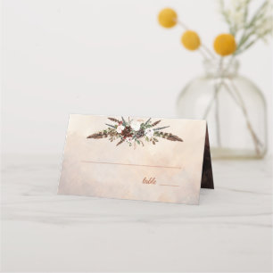 Rustic Woodland Feathers and Blommigt Bloom Placeringskort