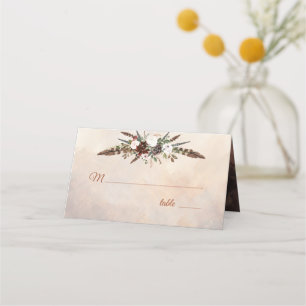 Rustic Woodland Feathers and Blommigt Bloom Placeringskort