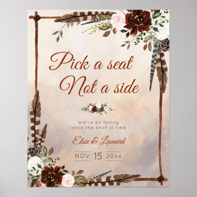 Rustic Woodland Feathers and Blommigt Bloom Poster (Framsidan)