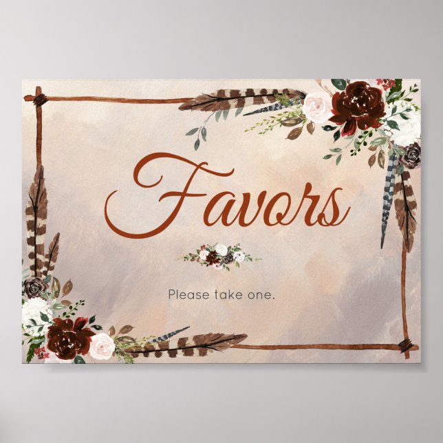 Rustic Woodland Feathers and Blommigt Bloom Poster (Framsidan)