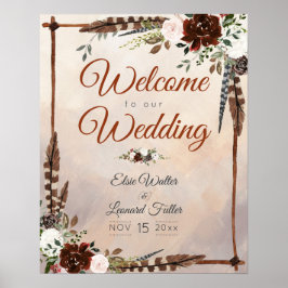 Rustic Woodland Feathers and Blommigt Bloom Poster