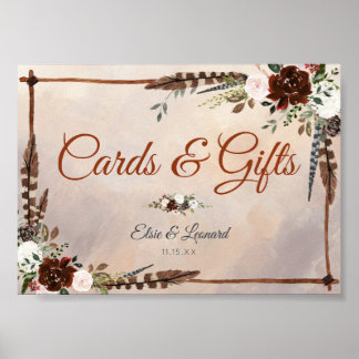 Rustic Woodland Feathers and Blommigt Bloom Poster