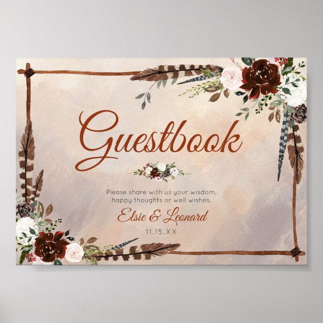Rustic Woodland Feathers and Blommigt Bloom Poster (Framsidan)