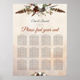 Rustic Woodland Feathers and Blommigt Bloom Poster