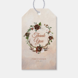 Rustic Woodland Feathers and Blommigt Bloom Presentetikett