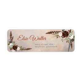 Rustic Woodland Feathers and Blommigt Bloom Returadress Etikett